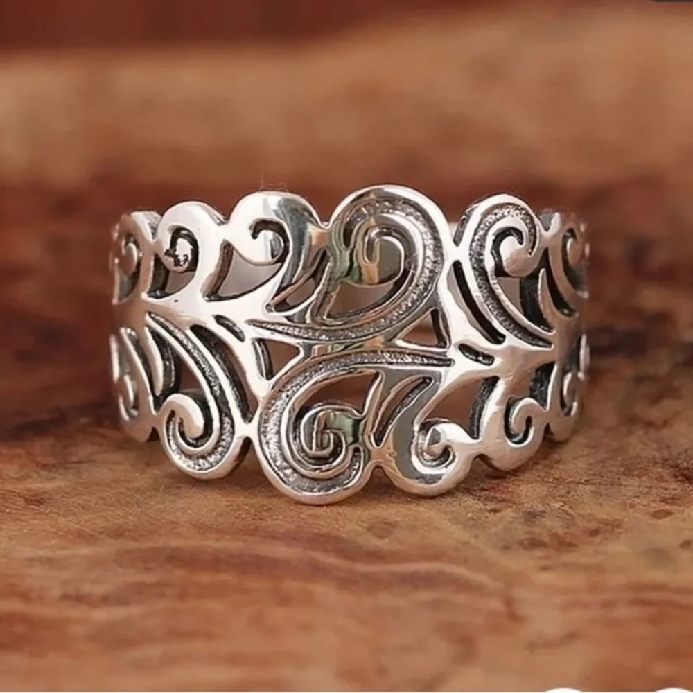 SILVER BOHO SCROLL RING - Picture 1 of 5